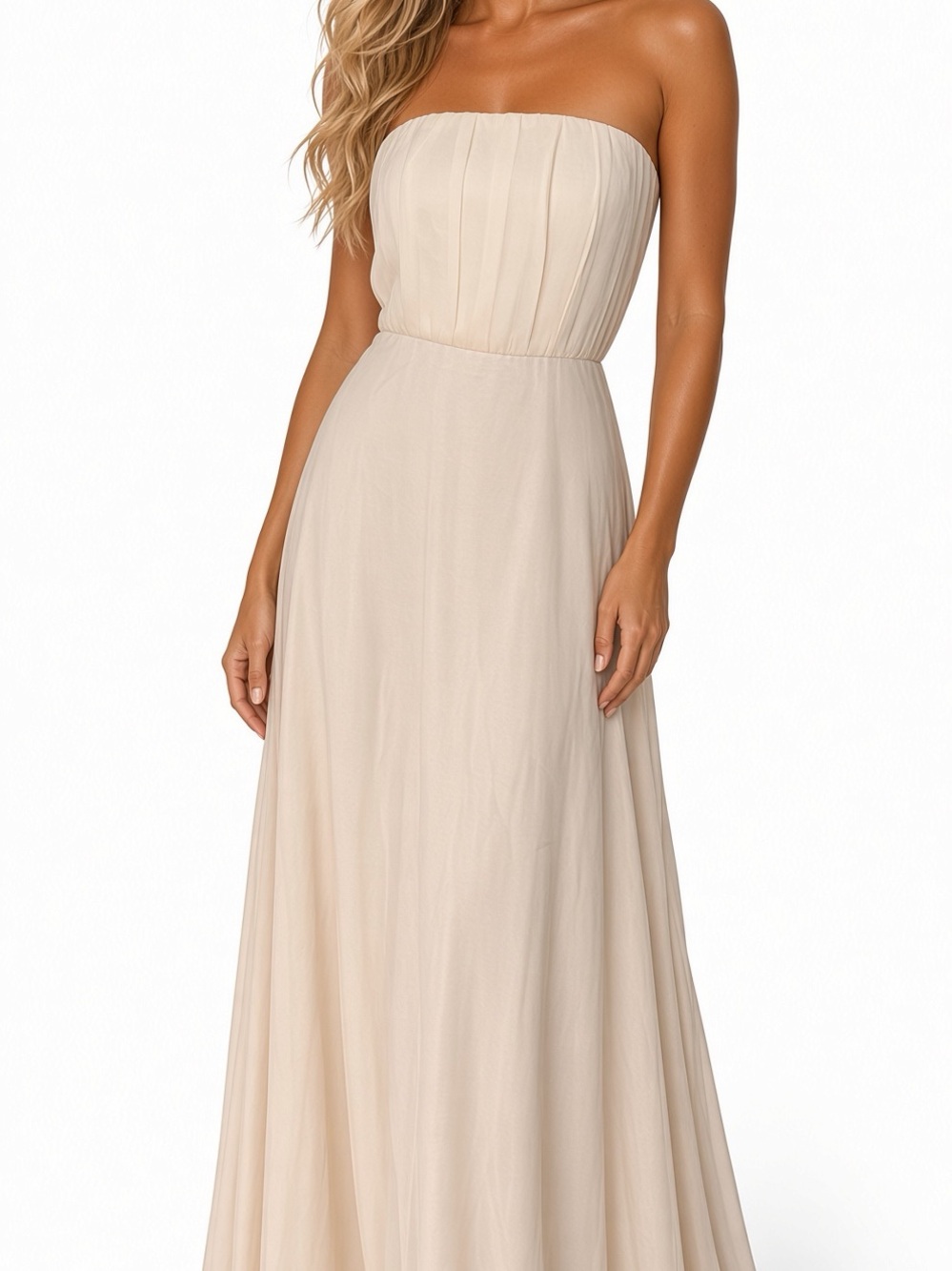 Escada Strapless Cream Maxi Gown